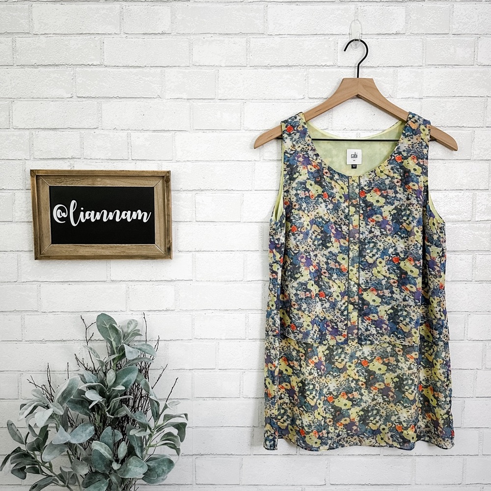 CABI Positano Flowered Layered Tunic Tank Top
